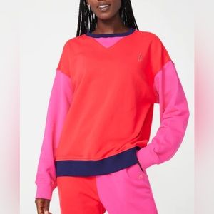 Terez Hot Red Colorblock Crewneck Sweatshirt